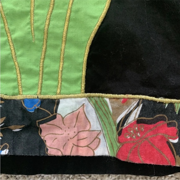 Vintage 1970s Ramona Rull size L Appliqué Tropical Bird Floral Dolman Tunic Top - Picture 2 of 9